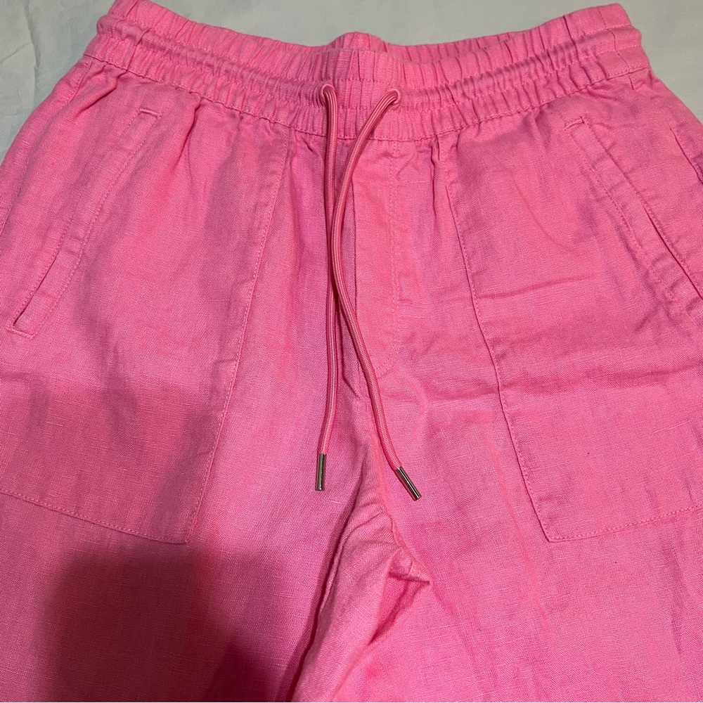 Athleta Retreat 100% Linen Wide Leg Pants Pink Side Slit Resortwear Small Petite - Picture 5 of 13